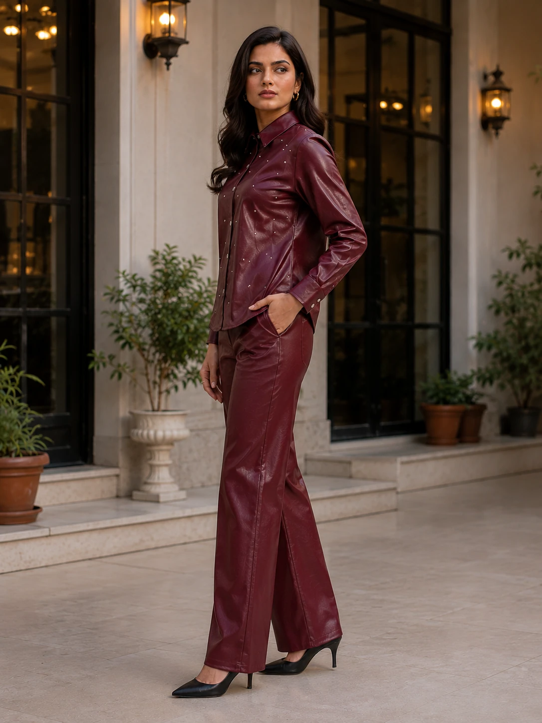 Synthetic Leather co-ord set 047, view 2