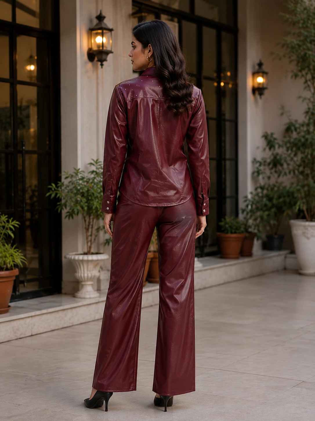 Synthetic Leather co-ord set 047, view 4